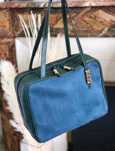 Load image into Gallery viewer, LOEWE Velázquez twist motif combination leather handbag navy green vintage old icnrsz
