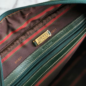 LOEWE Velázquez twist motif combination leather handbag navy green vintage old icnrsz