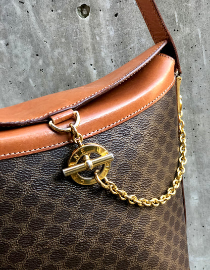 CELINE Macadam Mantel chain Bucket bag Shoulderbag Brown Vintage Old CELINE wnm4fz