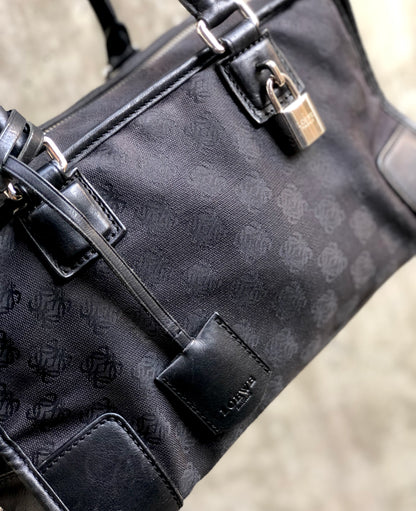 LOEWE Amazona 28 Anagram Pattern Jacquard Bostonbag Handbag Black Vintage dvu3yt