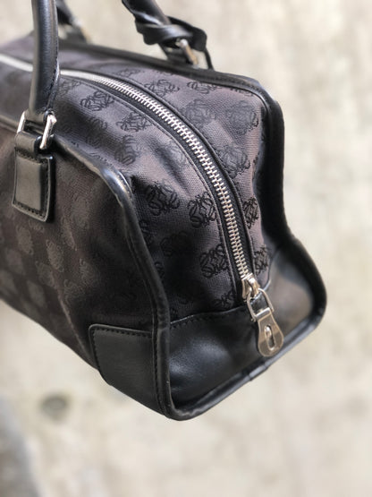 LOEWE Amazona 28 Anagram Pattern Jacquard Bostonbag Handbag Black Vintage dvu3yt