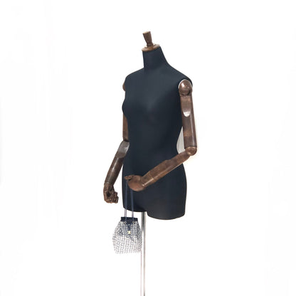 CELINE C Macadam Triomphe Drawstring Pouch Handbag Minibag Navy Vintage Old Celine xmursd