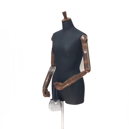 CELINE C Macadam Triomphe Drawstring Pouch Handbag Microbag Navy Vintage Old Celine 62hxns