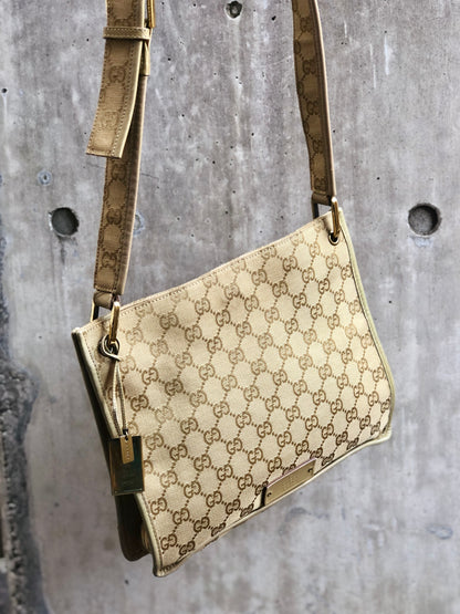 GUCCI GG canvas Logo Crossbody Shoulder bag Beige 91762 Vintage Old 7tbrjf