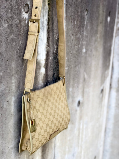 GUCCI GG canvas Logo Crossbody Shoulder bag Beige 91762 Vintage Old 7tbrjf