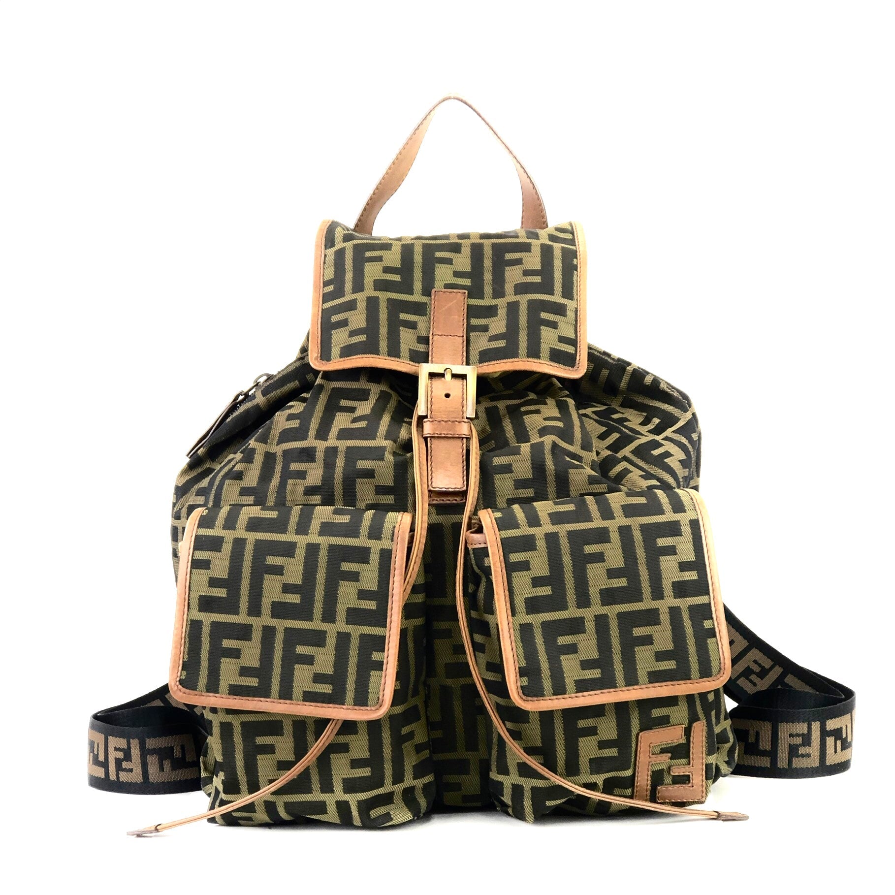 Fendi FF Backpack Small Backpack 8BZ038A5TLF13VK Calfskin Brown TGIS | eBay