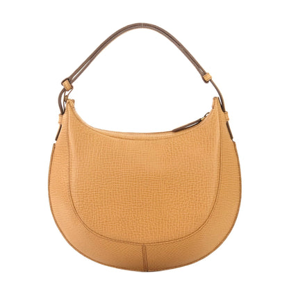 LOEWE Logo Embossed leather Round Handbag Camel Vintage Old wgpub3