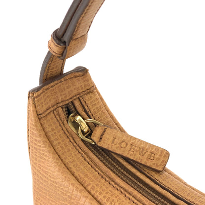 LOEWE Logo Embossed leather Round Handbag Camel Vintage Old wgpub3