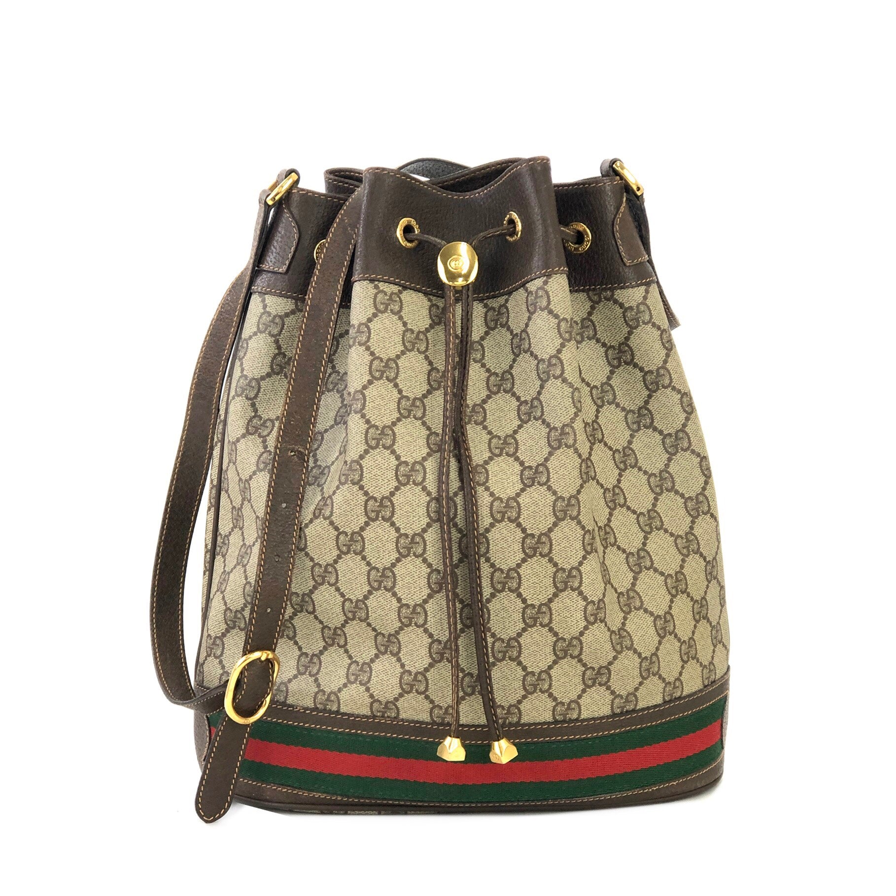 Gucci Sherry Line Charm GG Plus Drawstring Shoulder bag Beige Vintage –  VintageShop solo