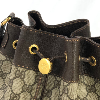 Gucci Sherry Line Charm GG Plus Drawstring Shoulder bag Beige Vintage Old Gucci cinkua