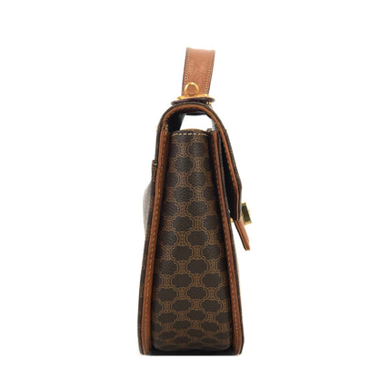 CELINE Macadam Turn lock Blason 2Way Handbag Shoulder bag Crossbody Brown Vintage Old Celine dk7ueh