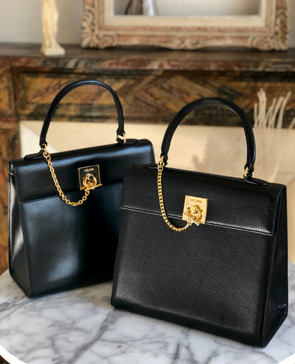 CELINE Mantel Chain Gancini 手提包 黑色 復古 舊款 Celine vtz7d4