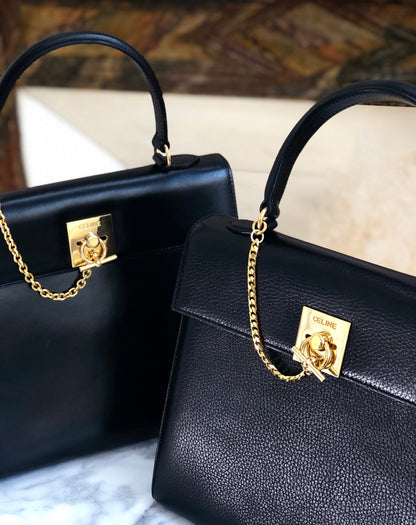 CELINE Mantel Chain Gancini 手提包 黑色 復古 舊款 Celine vtz7d4