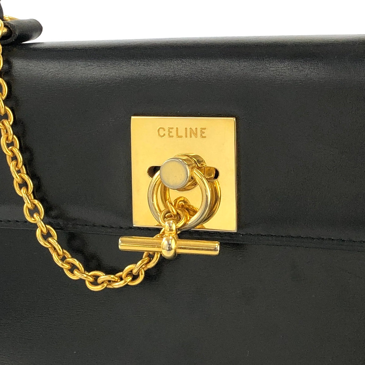 CELINE Toggle clasp Chain Handbag Black Vintage Old Celine 2u8rrk