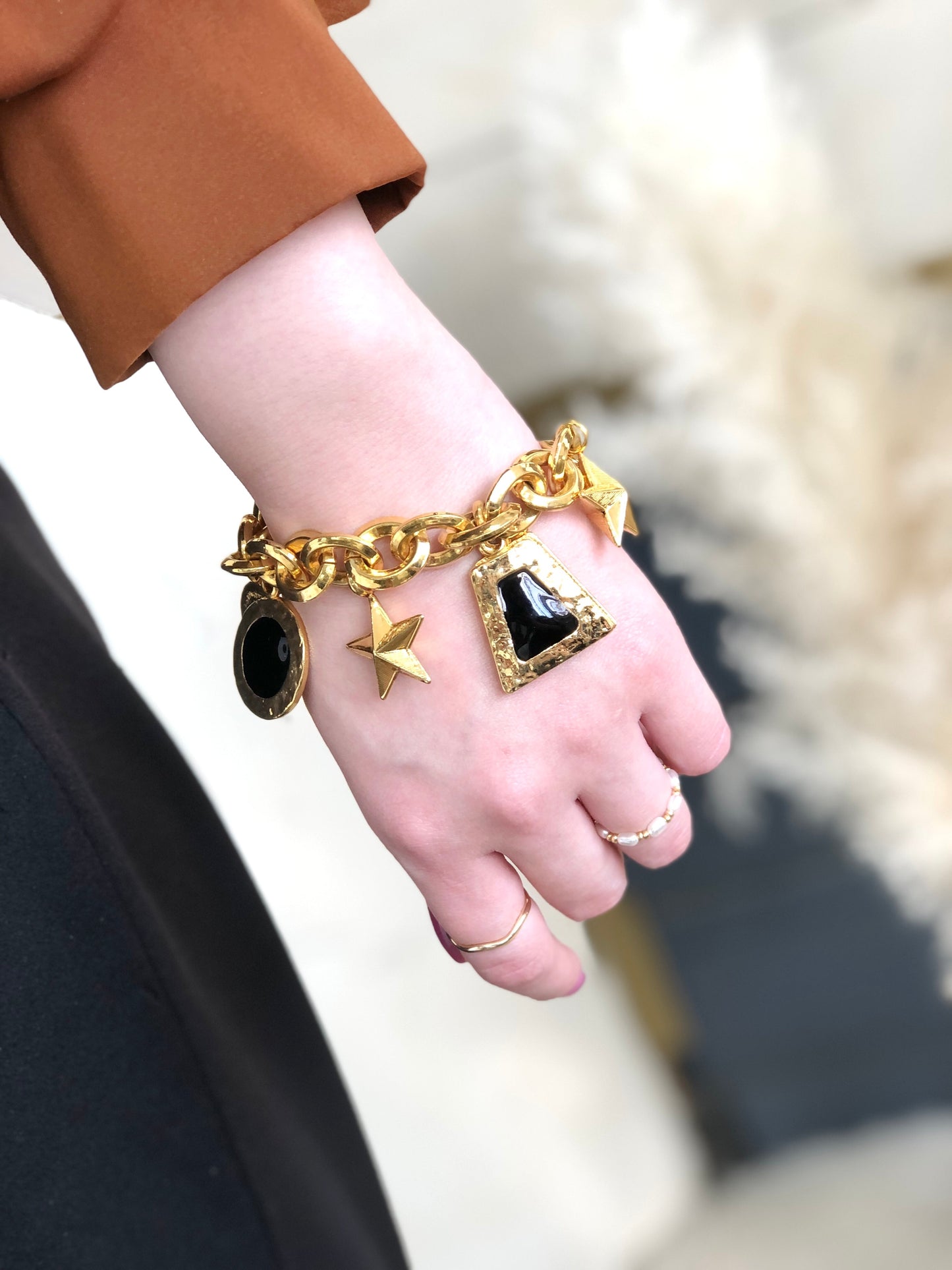 CELINE Chain Mantel Bracelet Gold Vintage Old Celine ckuezv