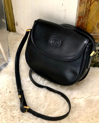 GUCCI Logo Leather Round Crossbody Shoulder bag Black Old gucci Vintage cby5c3