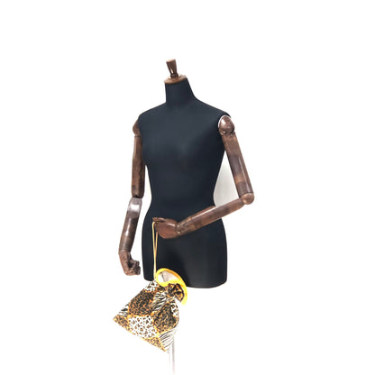 Christian Dior Leopard purse pile fabric pouch brown yellow vintage old dbky5v