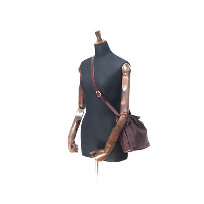 LOEWE anagram drawstring leather shoulder bag flamenco Bordeaux vintage old eptbja