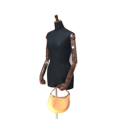 LOEWE Logo Embossed leather Round Handbag Camel Vintage Old wgpub3