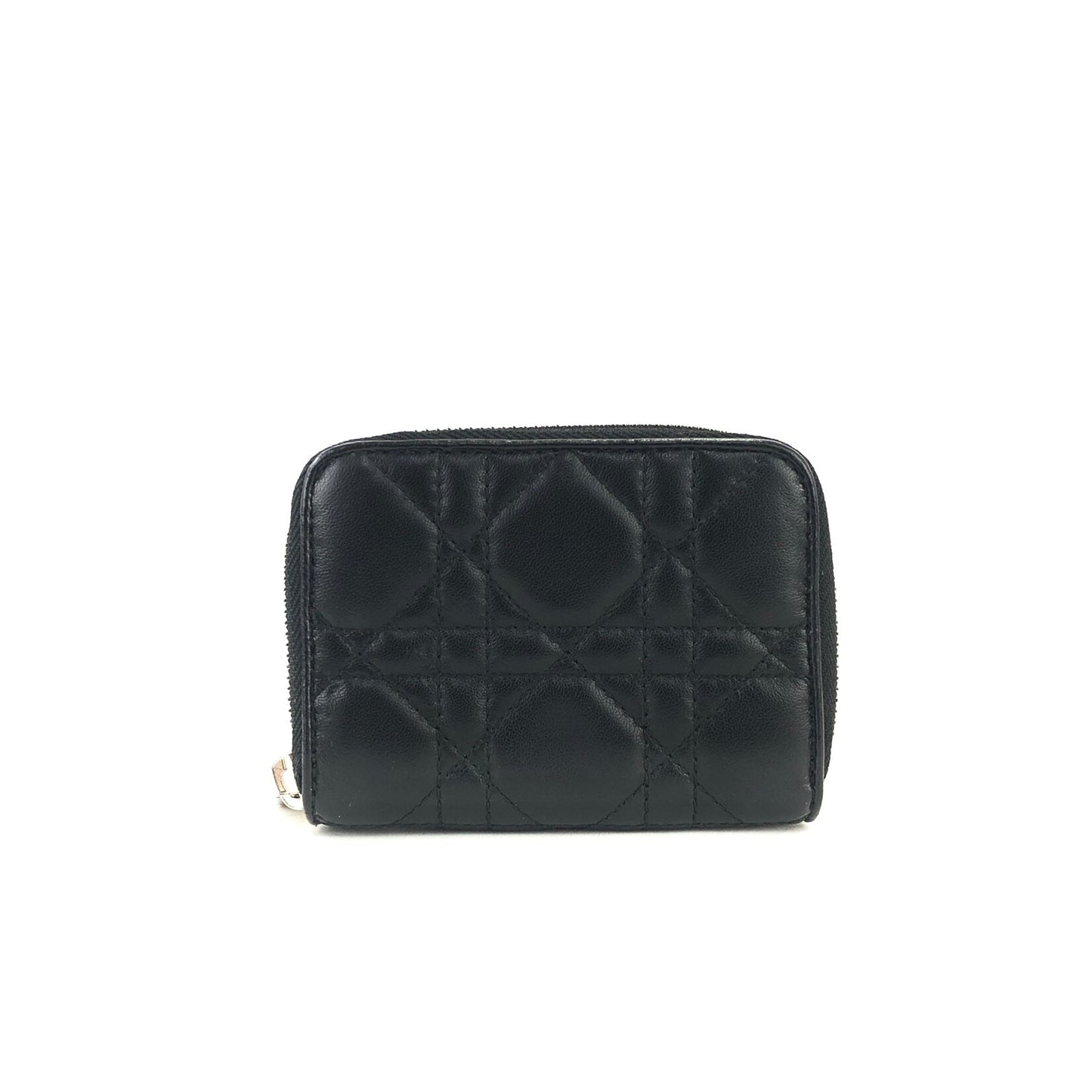 Christian Dior Lady Dior Cannage Compact Wallet Black ry74mz