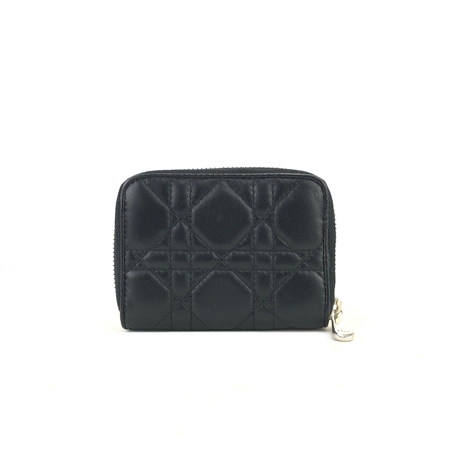 Christian Dior Lady Dior Cannage Compact Wallet Black ry74mz