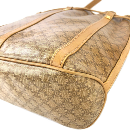 CELINE Macadam Blason Drawstring Shoulder bag Beige Vintage Old Celine kfibb7
