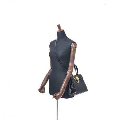 CELINE Mantel Chain Gancini Handbag Crossbody Shoulder bag Black Vintage Old Celine v4rchb