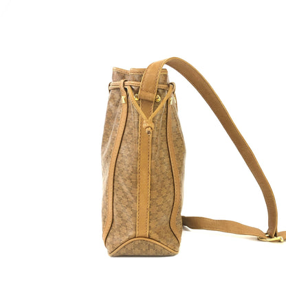 CELINE Macadam Blason Drawstring Shoulder bag Beige Vintage Old Celine kfibb7