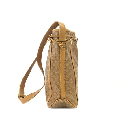 CELINE Macadam Blason Drawstring Shoulder bag Beige Vintage Old Celine kfibb7