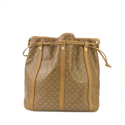 CELINE Macadam Blason Drawstring Shoulder bag Beige Vintage Old Celine kfibb7