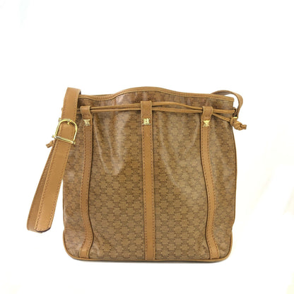 CELINE Macadam Blason Drawstring Shoulder bag Beige Vintage Old Celine kfibb7