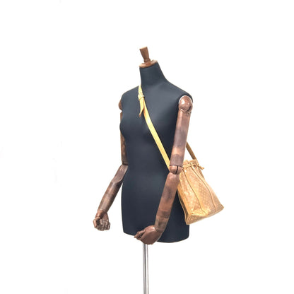 CELINE Macadam Blason Drawstring Shoulder bag Beige Vintage Old Celine kfibb7