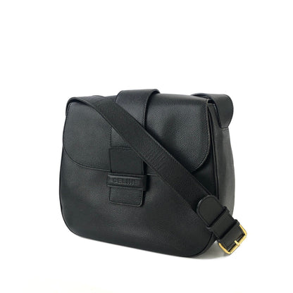 CELINE 標誌肩背包壓花皮革黑色舊 Celine 復古 rg5355