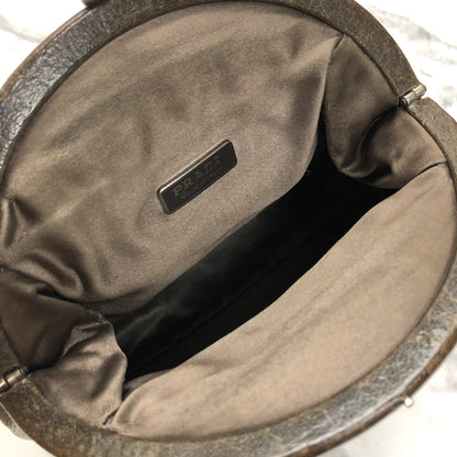 PRADA 皮革鏈條派對包手提包迷你包棕色復古舊款 37czyb