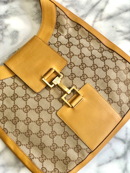 GUCCI GG canvas Horsebit Shoulder bag Hobo bag Camel Vintage Old efrmfy