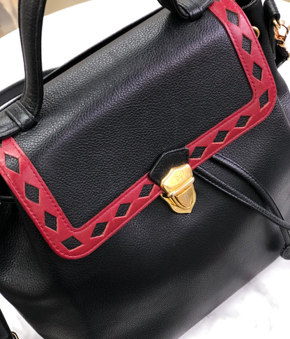 Yves Saint Laurent diamond cut YSL 2way leather shoulder bag handbag black vintage old axstfw