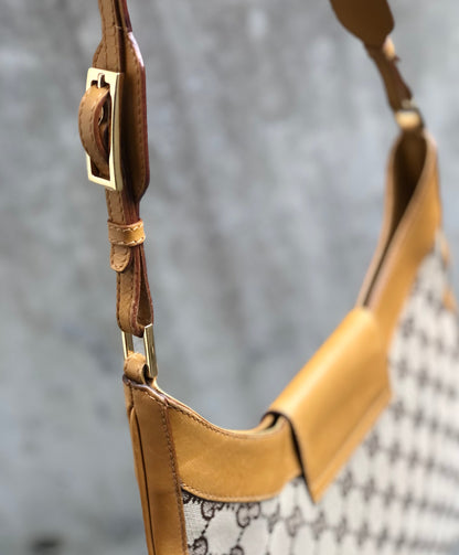 GUCCI GG canvas Horsebit Shoulder bag Hobo bag Camel Vintage Old efrmfy