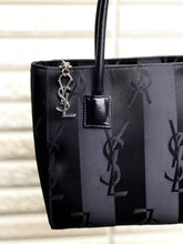 Load image into Gallery viewer, Yves Saint Laurent YSL logo Stripe Handbag Black Vintage Old YSL xn8hwi
