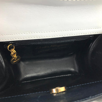 Salvatore Ferragamo Gancini Shoulderbag Handbag small Navy White Vintage Old cgnkn2