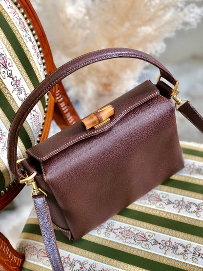 GUCCI Bamboo Turn lock Two-way Handbag Shoulder bag Brown Vintage Old GUCCI cggk5v