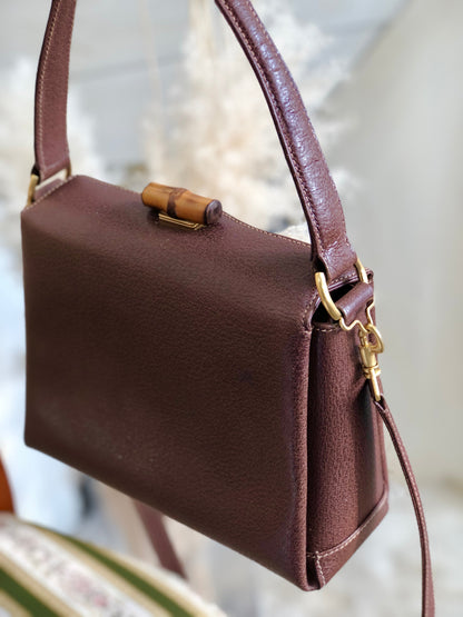GUCCI Bamboo Turn lock Two-way Handbag Shoulder bag Brown Vintage Old GUCCI cggk5v