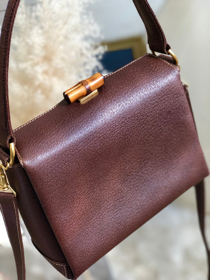 GUCCI Bamboo Turn lock Two-way Handbag Shoulder bag Brown Vintage Old GUCCI cggk5v
