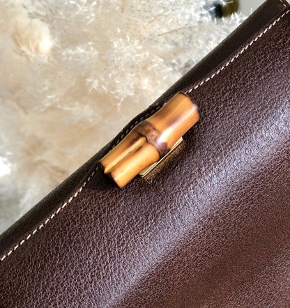 GUCCI Bamboo Turn lock Two-way Handbag Shoulder bag Brown Vintage Old GUCCI cggk5v