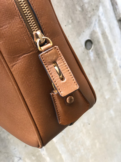 PRADA Triangle logo Boston bag Handbag Brown Vintage Old ri48uk