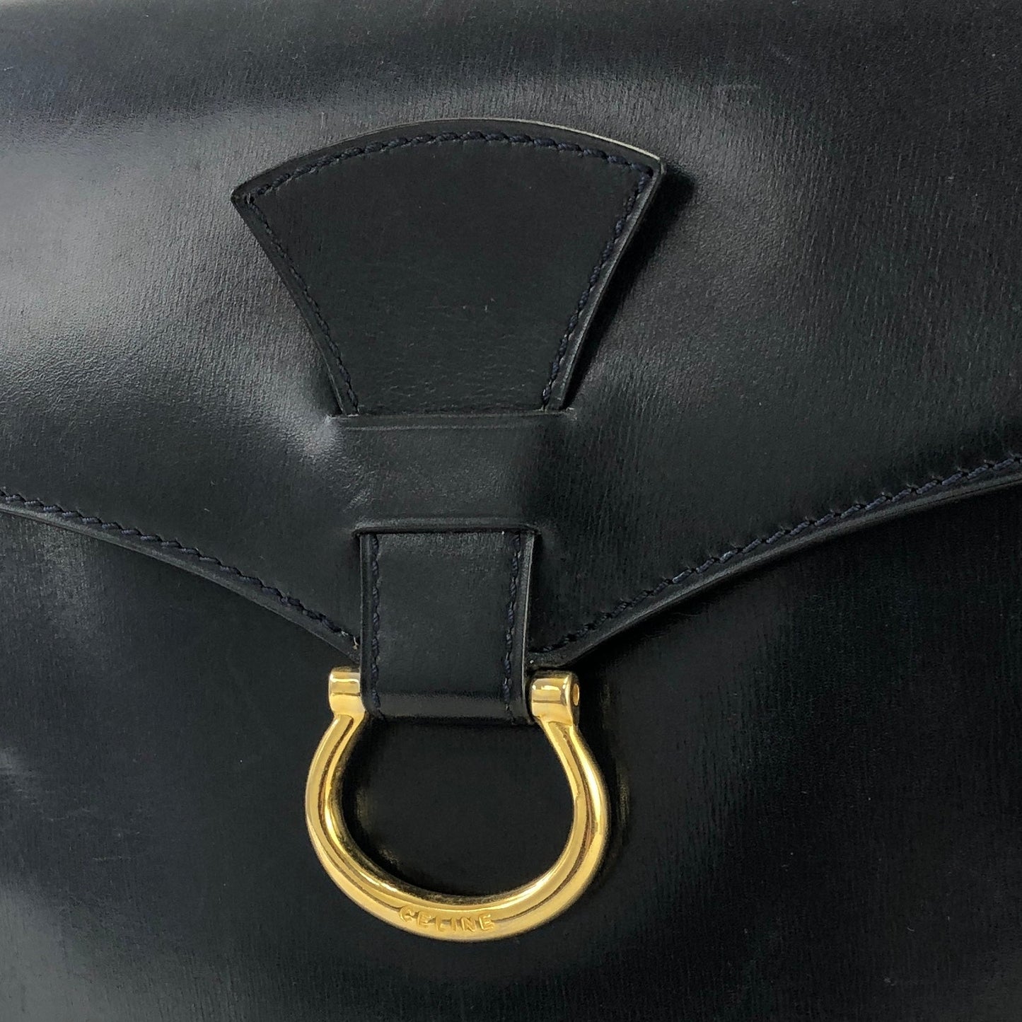 CELINE Horseshoe Crossbody Shoulderbag Black Vintage Old CELINE k6w24n
