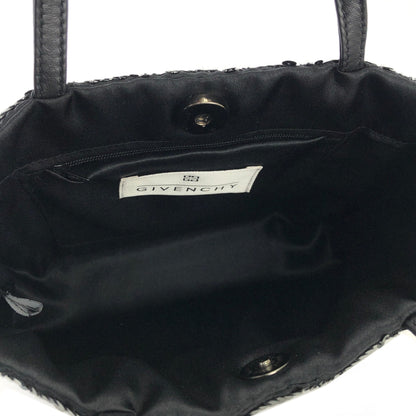 GIVENCHY Logo Argyle pattern Spangle Handbag Black Vintage Old 6myr84