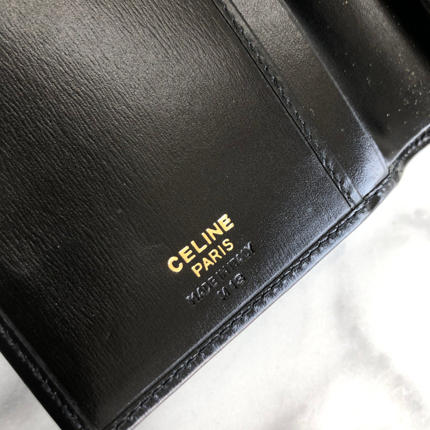CELINE Logo Compact Wallet Black Accessory Vintage Old celine vxrc5h