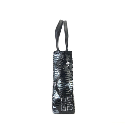 GIVENCHY Logo Argyle pattern Spangle Handbag Black Vintage Old 6myr84