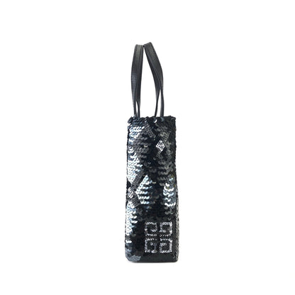 GIVENCHY Logo Argyle pattern Spangle Handbag Black Vintage Old 6myr84