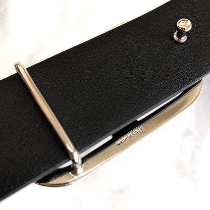VALENTINO GARAVANI VLogo Signature Leather Belt Black Vintage Old jku7pd